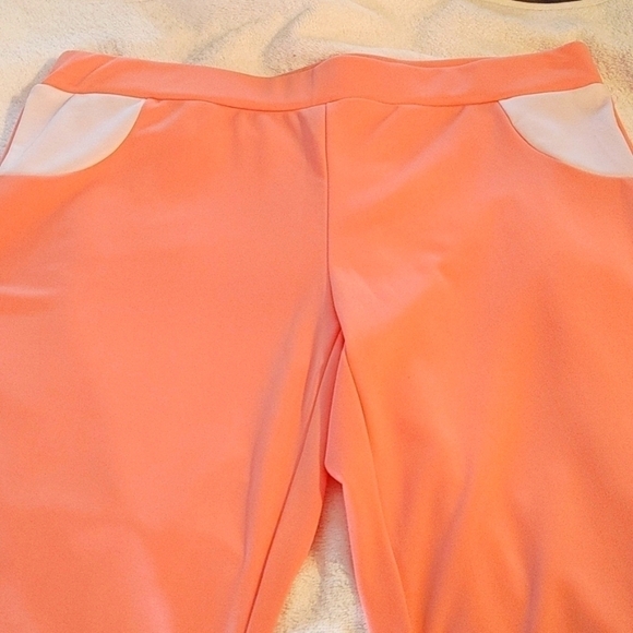 NWOT Elastic Waist Peach and White Stretchy Capris XXL - Picture 7 of 8